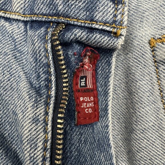 Vintage Polo Jeans Co Ralph Lauren 14 Saturday Jean Light Wash USA Flag‎ Y2K - Picture 7 of 11
